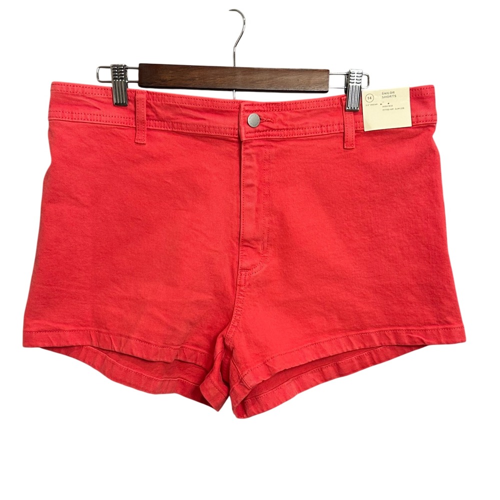 Universal Thread Sailor‎ Shorts 14 Red High Rise Stretch Denim Summer Nautical